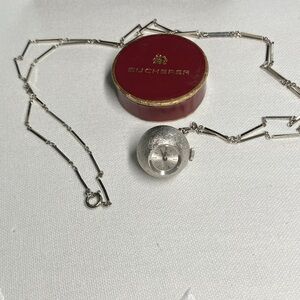 Vintage Bucherer Silver Watch with Chain